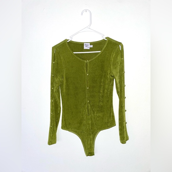 Princess Polly green longsleeve semisheer bodysuit keyhole cut out detail size 6 - Picture 2 of 7